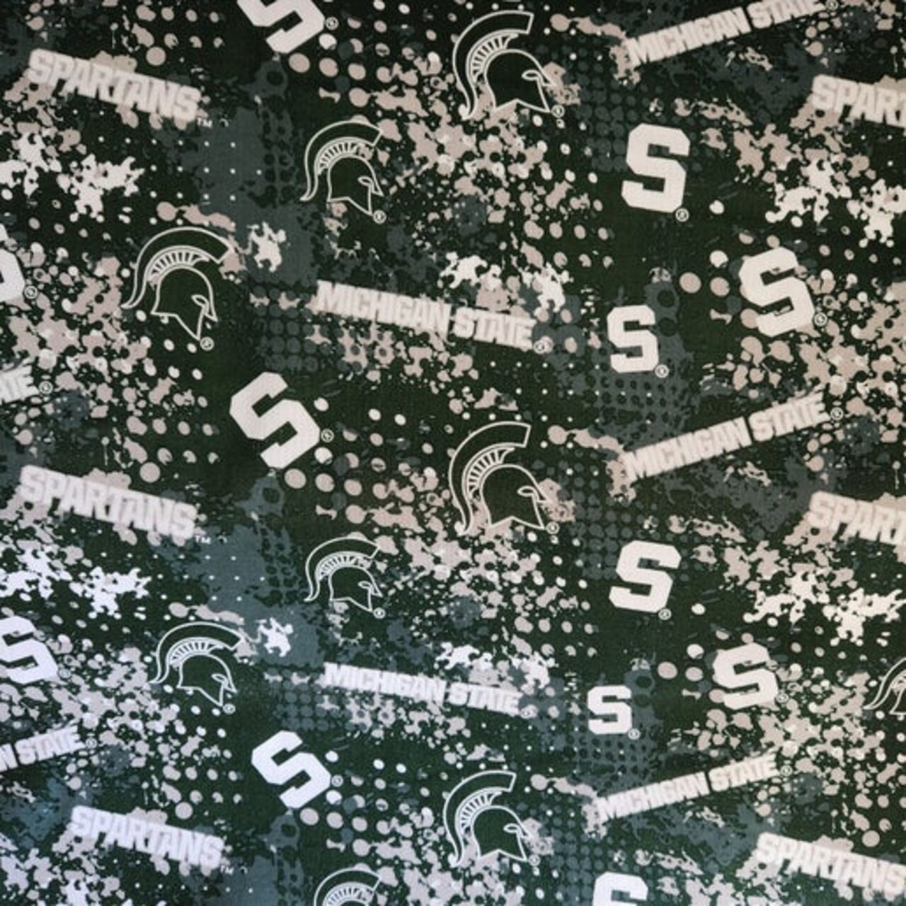 Licensed NCAA Michigan State Splatter MIST-835 Cotton Fabric by the Yard